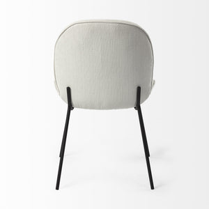 Inala White Fabric Seat Black Metal Frame Dining Chair