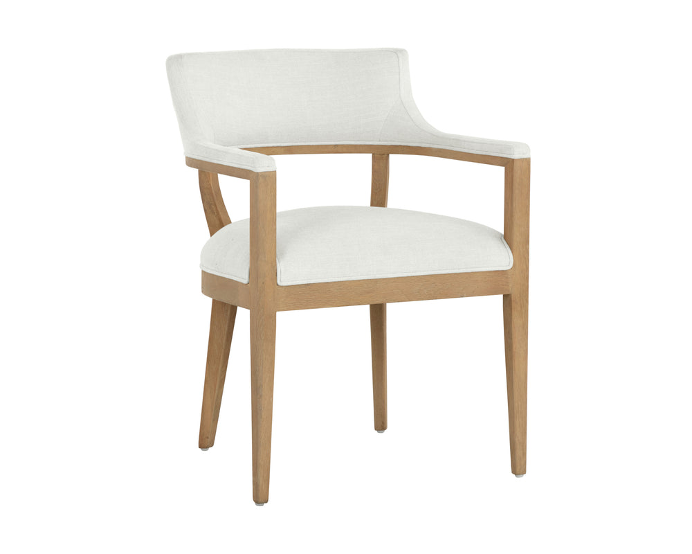 BRYLEA DINING ARMCHAIR - NATURAL - HEATHER IVORY TWEED