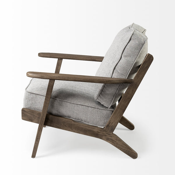 Olympus VI Frost Grey Fabric Wrapped Wooden Frame Accent Chair