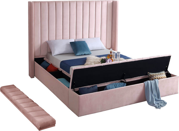 Joanne Full Bed In Pink Velvet