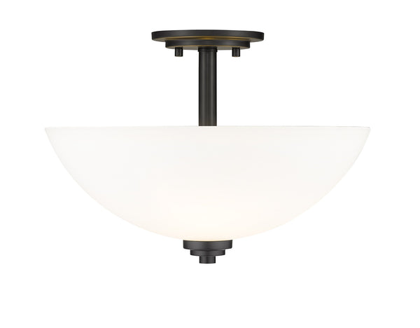Ashton 3 Light Semi Flush Mount in Matte Black Finish