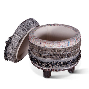 Marrakech Storage Stool 18" Fluffy Black
