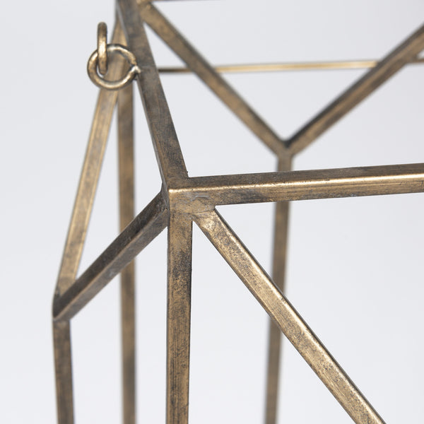 Ivy Large Gold Metal Geometric Cage Candle Holder Lantern