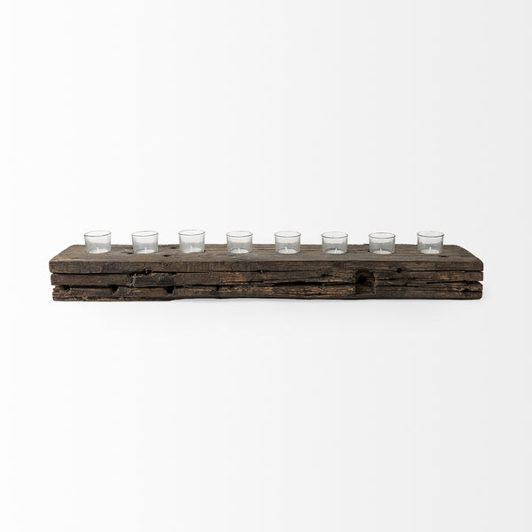 Lakara Reclaimed Wood Eight Tealight Table Candle Hodler