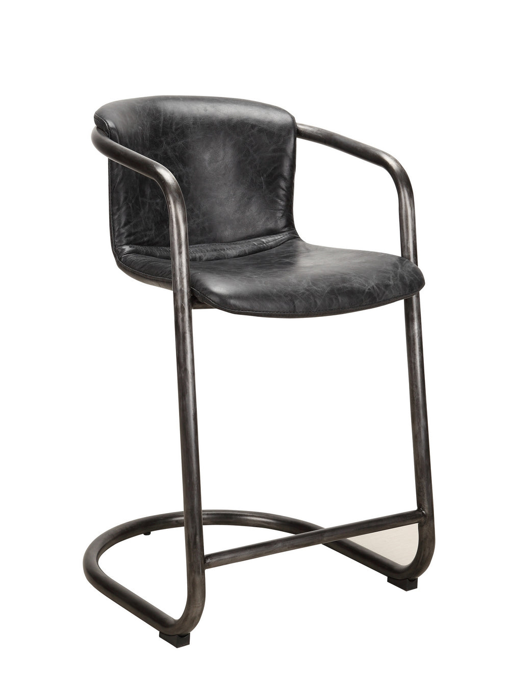 Moe's Freeman Counter Stool Set in Black Leather
