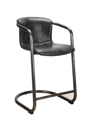 Moe's Freeman Counter Stool Set in Black Leather