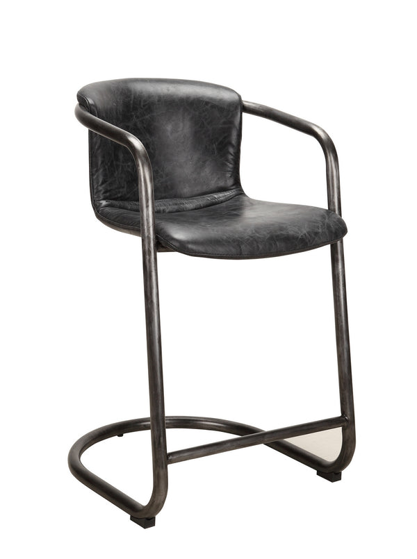 Moe's Freeman Counter Stool Set in Black Leather