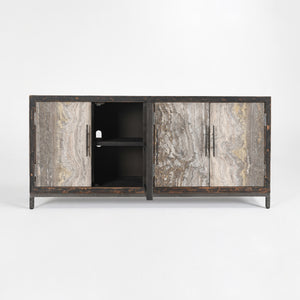 Lisbon Solid Wood Cabinet with Reclaimed Pine - Weathered Black