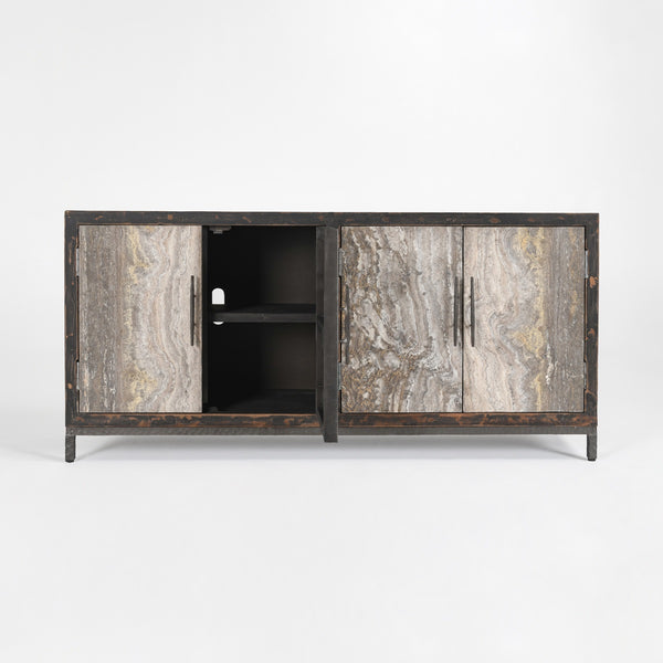 Lisbon Solid Wood Cabinet with Reclaimed Pine - Weathered Black