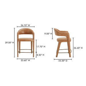 Martens Counter Stool in Brown Leather