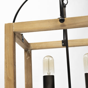 Josie (42"x14.5"x20") Natural Wood Chassis Six Light Chandelier