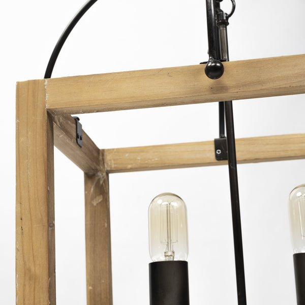 Josie (42"x14.5"x20") Natural Wood Chassis Six Light Chandelier