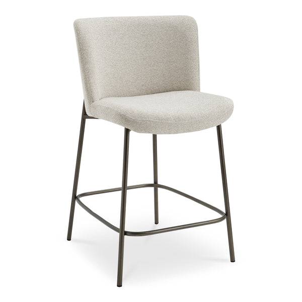 Early Beige Counter Stool with Blackened Bronze Frame