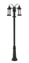 Roundhouse 3 Light Outdoor Post Mounted Fixture in Black Finish