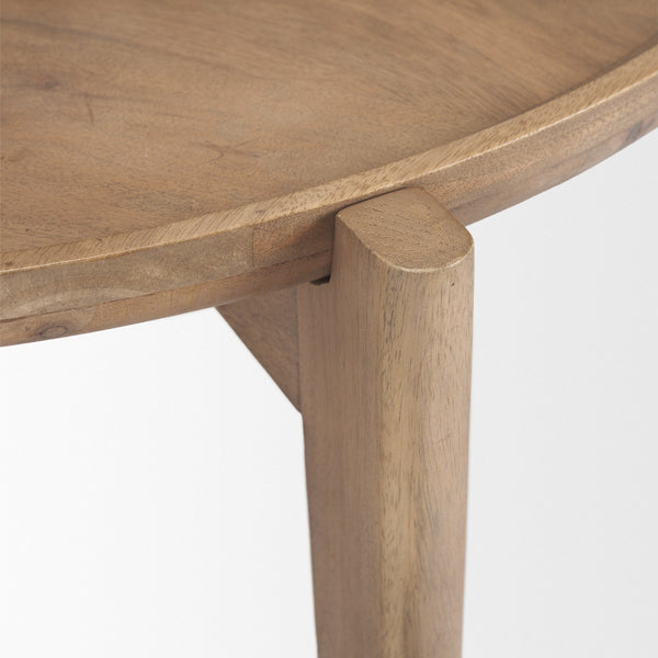 Cleaver I 22 x 24 Round Top Brown Solid Wood Accent Table