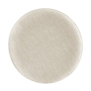 Ophelia Velvet Round Ottoman w/ White Metal Frame, Padburry Cream