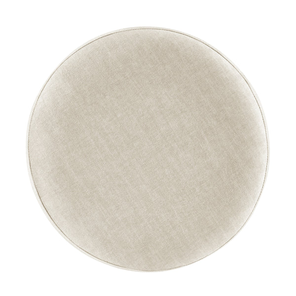 Ophelia Velvet Round Ottoman w/ White Metal Frame, Padburry Cream