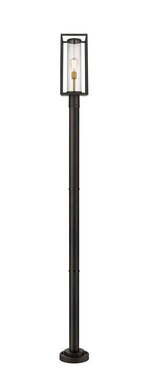 Dunbroch 1 Light Outdoor Post Mounted Fixture in Deep Bronze + Outdoor Brass Finish