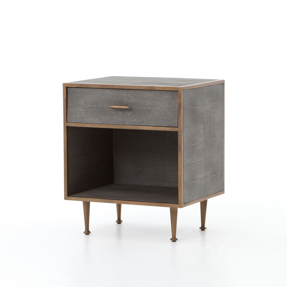 Shagreen Bedside Table-Antique Brass