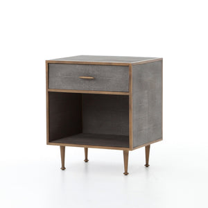 Shagreen Bedside Table-Antique Brass