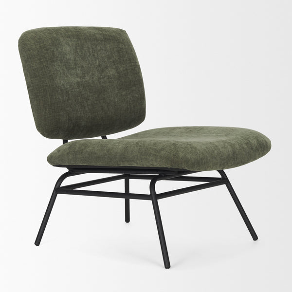 Nora Forest Green Fabric w/ Matte Black Metal Legs Accent Chair
