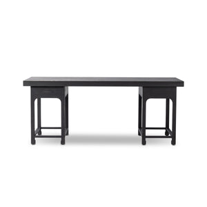 Avedon Desk In Aged Black Oak And Aged Black Oak Veneer And Brass Patina