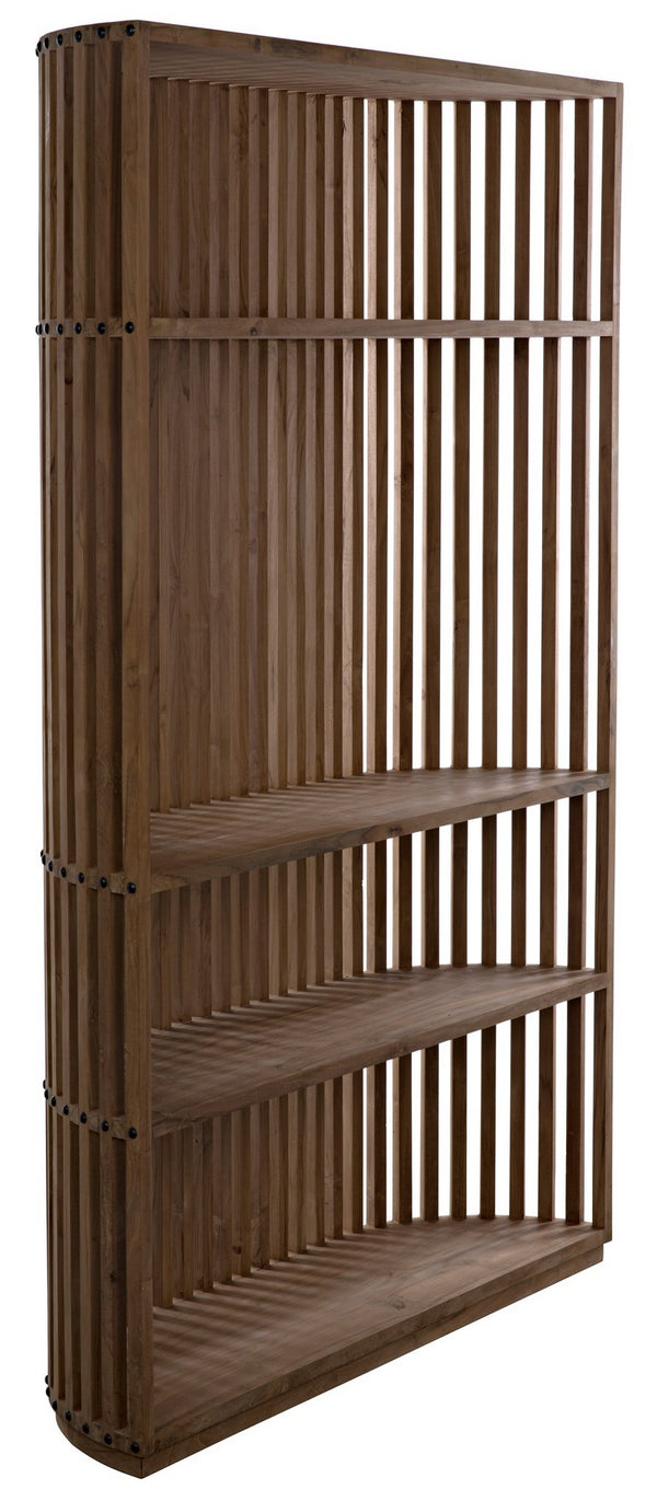 Opal Teak and Veneer Bookcase with Clear Flat Finish