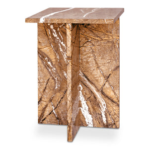 Moe's Blair Accent Table in Golden Forest Marble