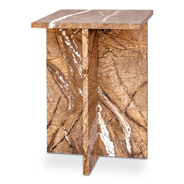 Moe's Blair Accent Table in Golden Forest Marble