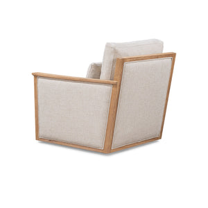 Norman Upholstered Swivel Chair in Natural Ash
