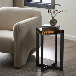 Lennie Cast Glass End Table in Amber
