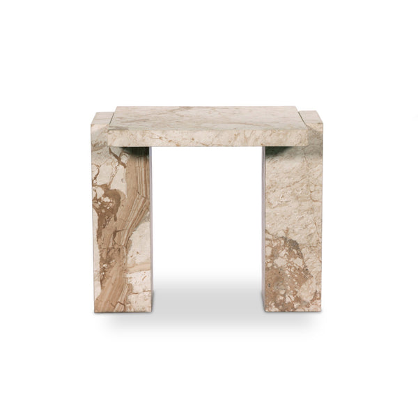 Romano End Table In Desert Taupe Marble