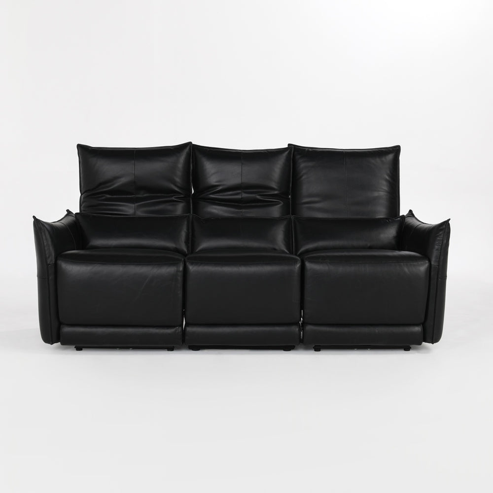 Amsterdam Power Reclining Sofa in Premium Black Leather