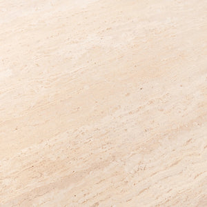 Malani Travertine Round Dining Table with Iron Base