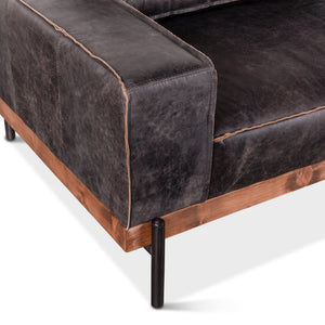Portofino Leather Sofa Antique Ebony