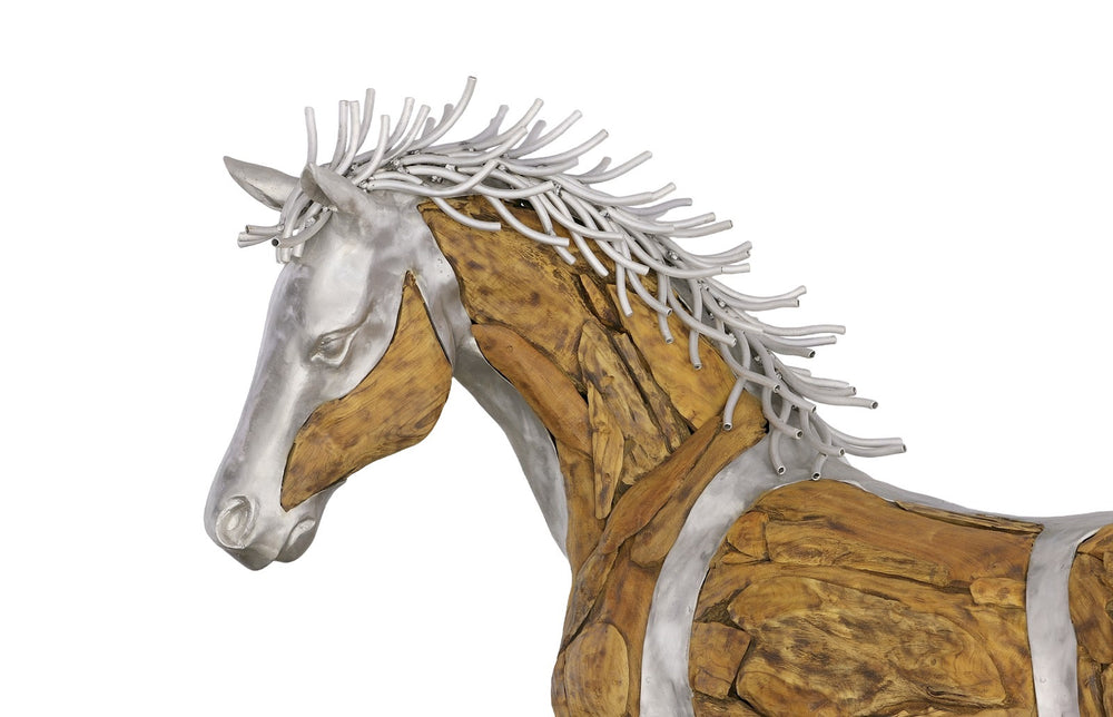 Mustang Horse Woodland Sculpture, Standing