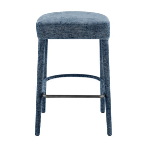 Rylee KD Chenille Backless Counter Stool, Millburry Blue 
