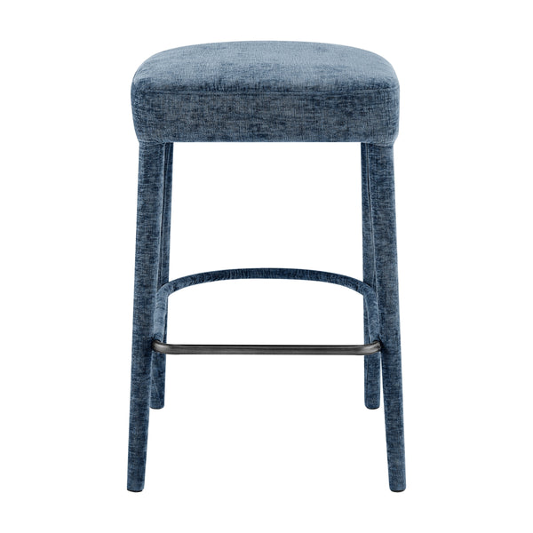 Rylee KD Chenille Backless Counter Stool, Millburry Blue 