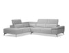 CAMELLO Leather Sectional in Silver leather/blk PC legs w/full