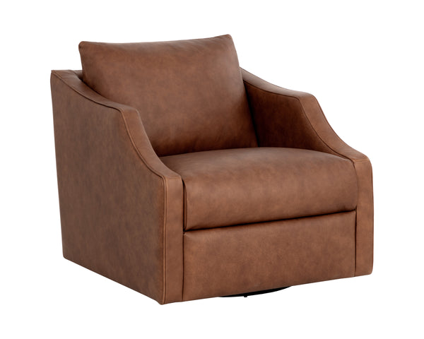 ORWELL SWIVEL LOUNGE CHAIR - COGNAC LEATHER