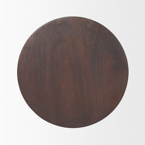 Novell Dark Brown Wood Pedestal Accent Table