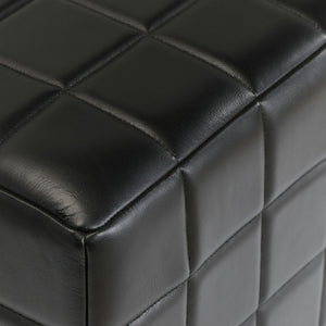 Carlo Leather Square Ottoman - Midnight Raven