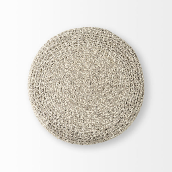 Bina  24.0L x 24.0W x 14.0H Light Gray 4 Legged Wool Stool