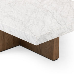 Bellamy Rectangular Coffee Table In White Carrera Marble