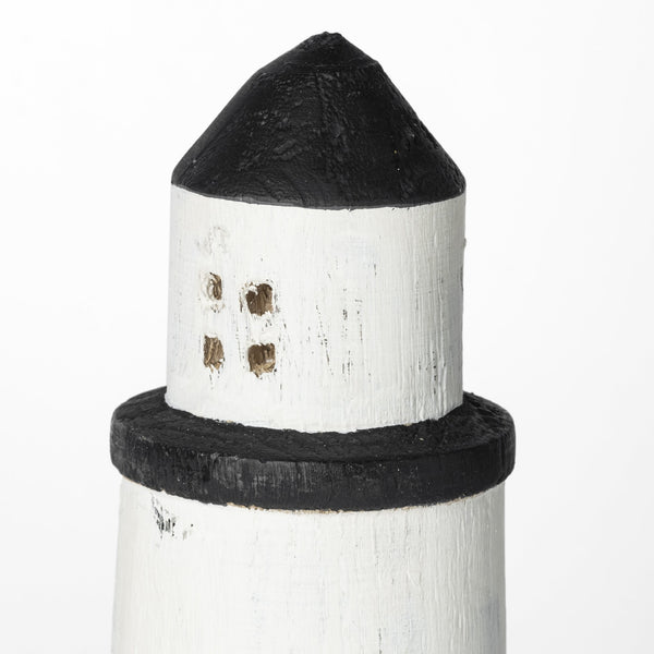 Abner (Large) 4L x 4W White Wooden Coastal Lighthouse