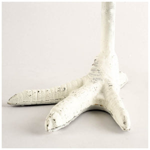 Daffy II Tall White Cast Iron Chicken Foot Table Candle Holder