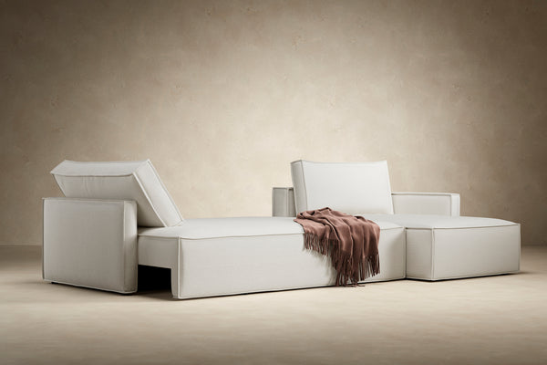 NEWILLA SOFA BED W/LOUNGER 57"X118", W/SLIM ARM RESTS