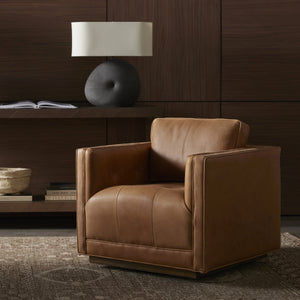 Kiera Swivel Chair In Palermo Cognac