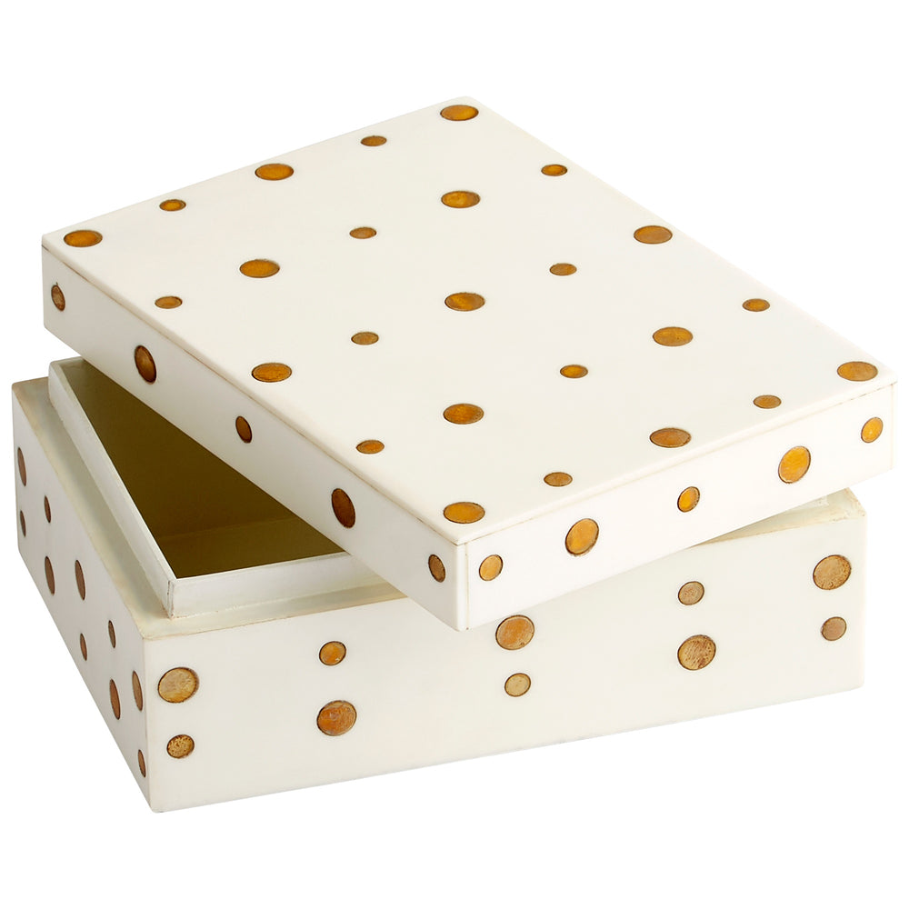 Dot Crown Container in White and Brass