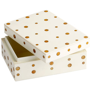 Dot Crown Container in White and Brass